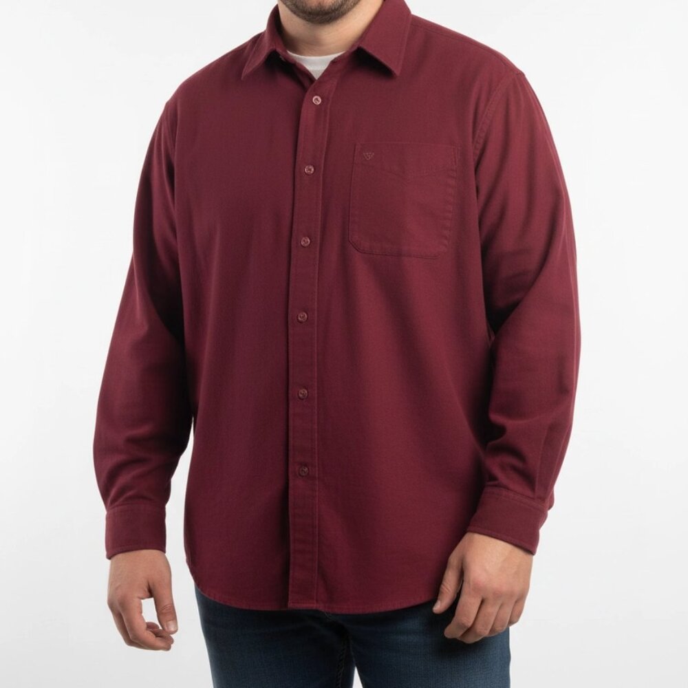 Ariat Men's Burgundy Long Sleeve 100% COTTON Button Down Shirt Size XLT